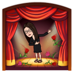 Cartoon woman on theater stage