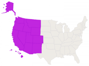 USA map with western region highlighted