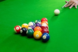 Pool balls and table